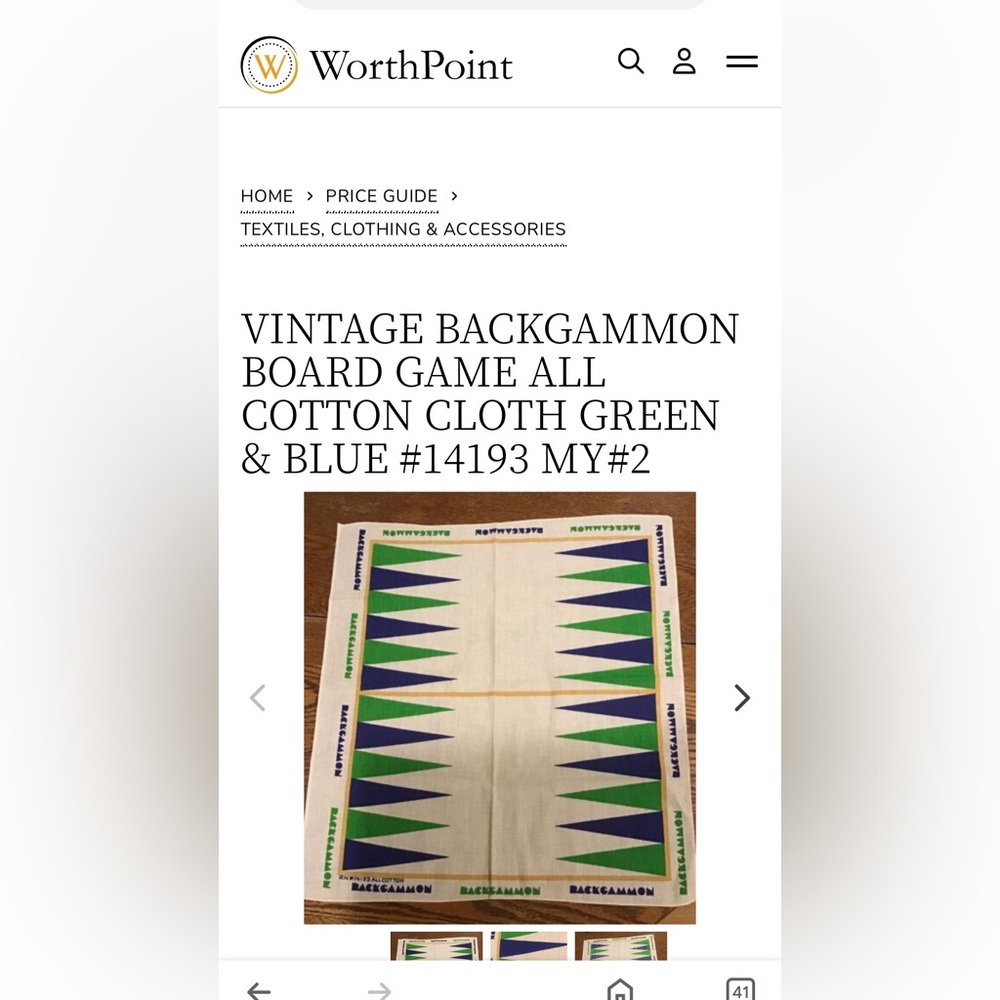 Vintage 1970s Backgammon All Cotton square scarf (23 in x 23 in). Green and blue